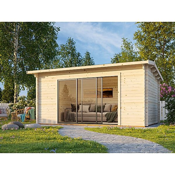 Palmako Gartenhaus Ines Slide 480 x 300 cm Lackiert Hellgrau-Anthrazit FSC® günstig online kaufen