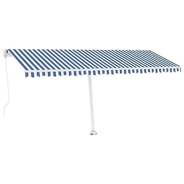 vidaXL Markise Manuell Einziehbar mit LED 500x300 cm Blau Weiß 3069581 günstig online kaufen