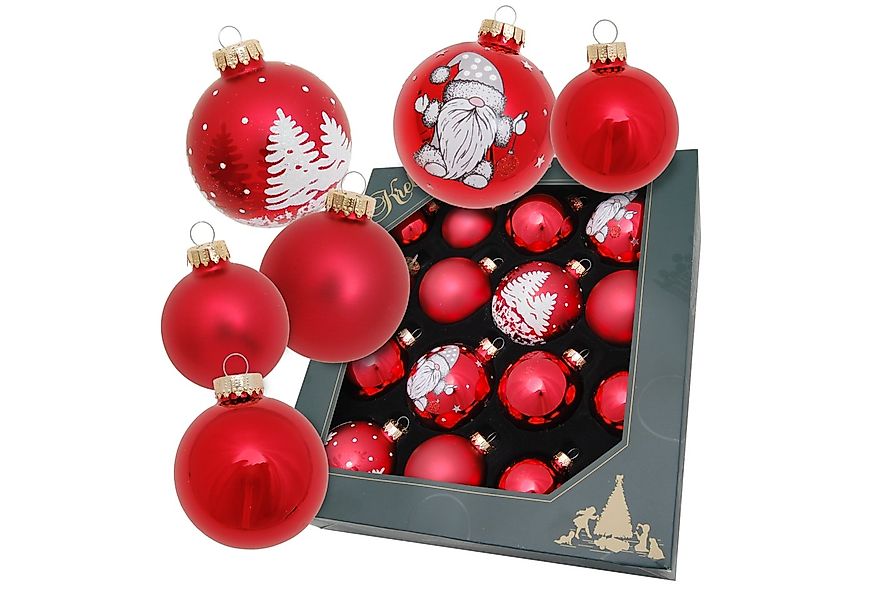 Krebs Glas Lauscha Weihnachtsbaumkugel Exklusives 16er Glaskugelset - Red C günstig online kaufen