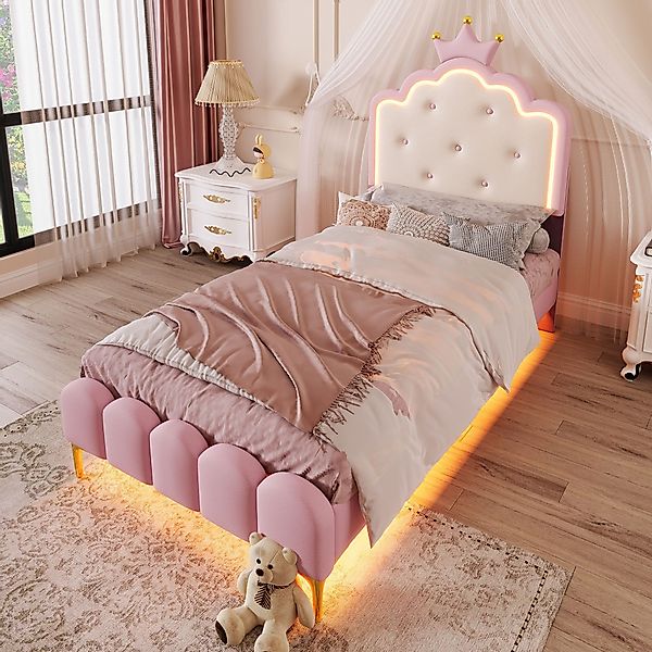 TavilaEcon Prinzessinbett Kinderbett, PU-Material, Lattenrost, mit günstig online kaufen