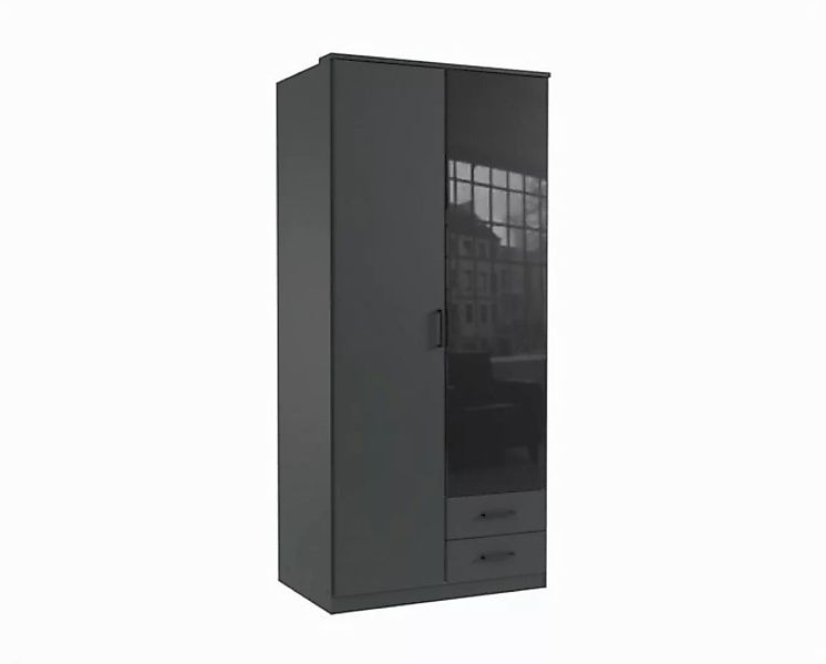 freiraum Drehtürenschrank Soest in GRAPHIT + GLAS SCHWARZ - 90x199x58cm (Bx günstig online kaufen