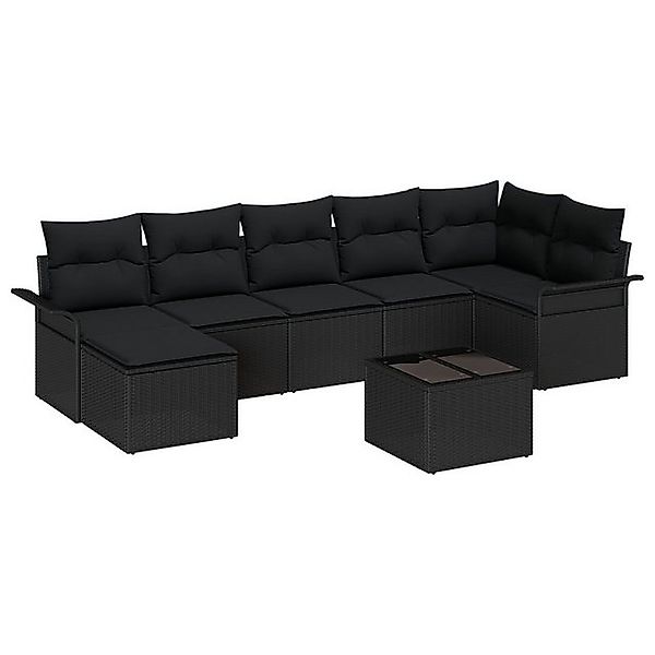vidaXL Loungesofa 8-teiliges Garten-Sofaset mit Kissen Beige Poly Rattan, 8 günstig online kaufen