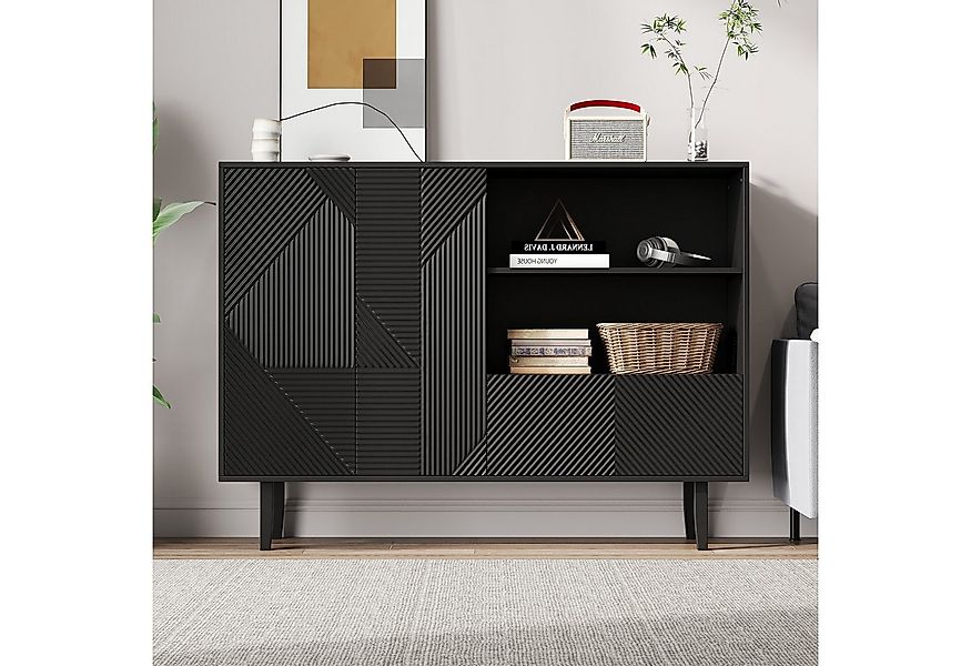 OKWISH Sideboard modernes schwarzes Sideboard (Küchenmöbel,Esszimmerschrank günstig online kaufen
