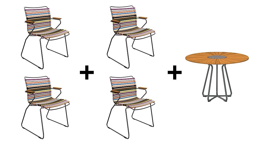 Sparset 5 tlg. Tisch Circle Ø110 Multi-Color 1 günstig online kaufen