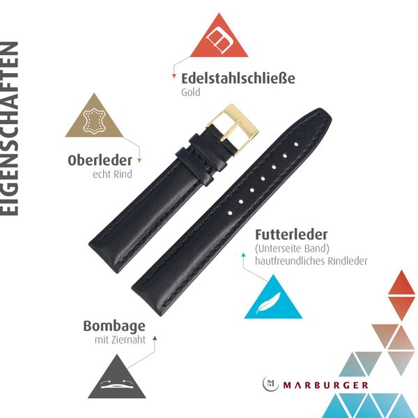 MARBURGER Uhrenarmband 18mm Leder günstig online kaufen