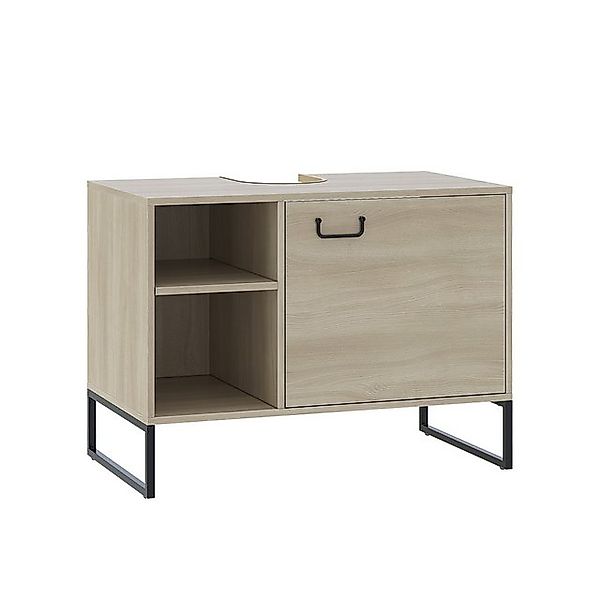 Vicco Waschbeckenunterschrank Vionna, Eiche/Schwarz, 80 x 60 cm mit 2 offen günstig online kaufen