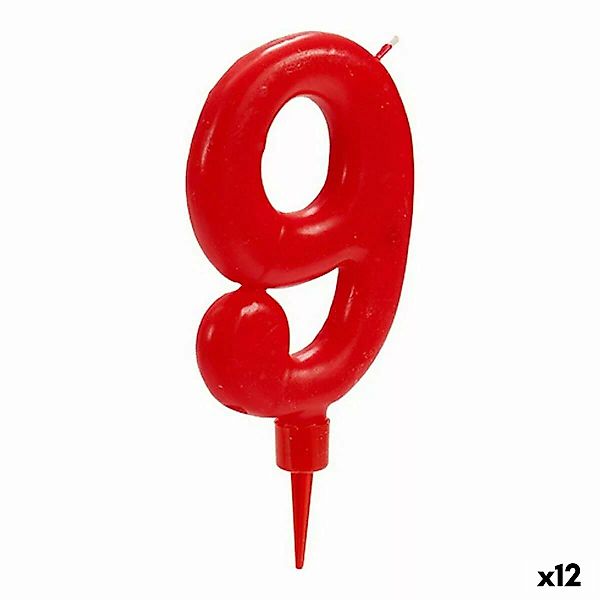 Kerze Rot Geburtstag Zahle 9 (12 Stück) günstig online kaufen