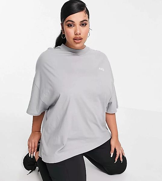 ASOS 4505 – Curve – Oversize-T-Shirt aus Baumwolle mit Symbol-Grau günstig online kaufen