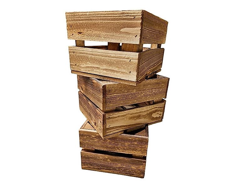 Teramico Holzkiste Holzkiste Dekokiste Box 22 x 20 x 15 cm 3er SET Geflammt günstig online kaufen