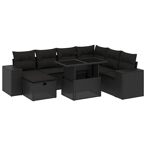 vidaXL 8-Tlg Garten-Sofagarnitur mit Kissen Schwarz Poly Rattan 3275315 günstig online kaufen