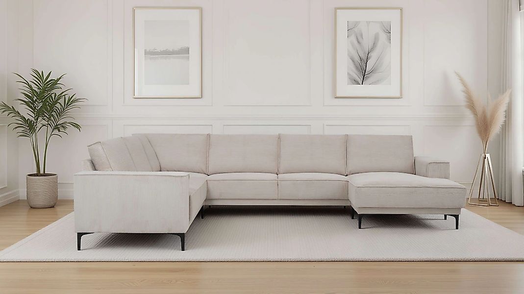 PLACES OF STYLE Wohnlandschaft "XXL Sofa Oland, Struktur, Flachgewebe, Luxu günstig online kaufen