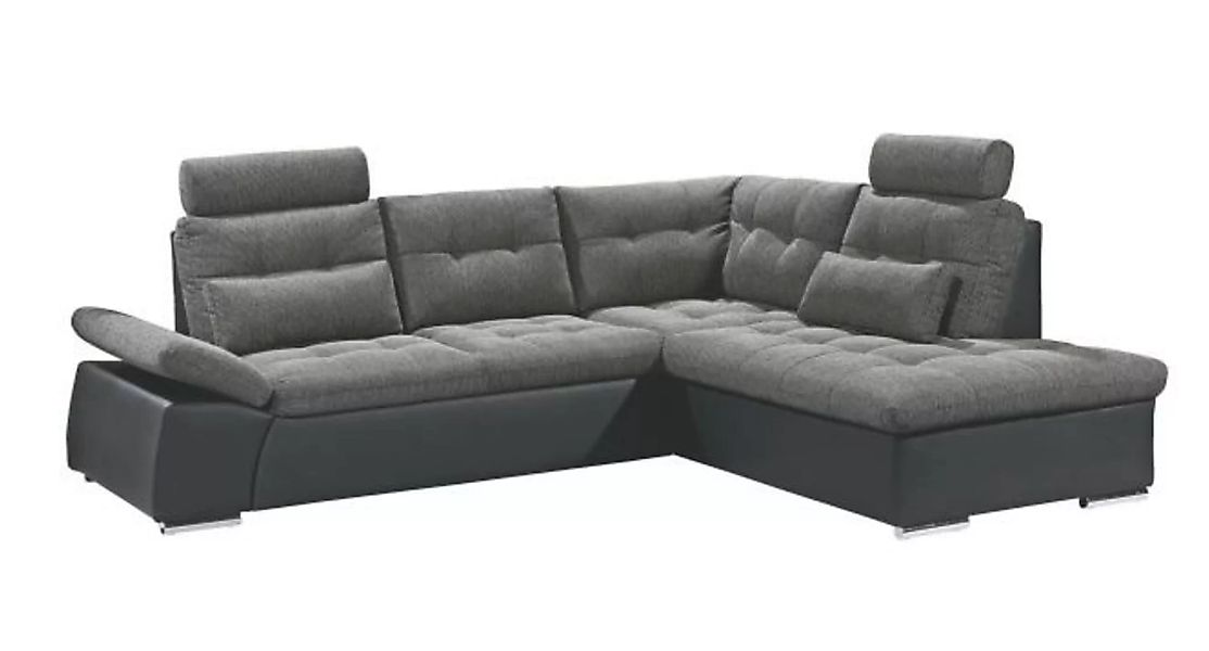 L Sofa mit Schlaffunktion Anthrazit Grau / Lederlook Schwarz 219 x 260 cm J günstig online kaufen