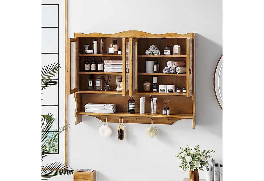 STILVORA Hängeschrank mit Glastüren&Haken,Wandschrank Badezimmerschrank mit günstig online kaufen