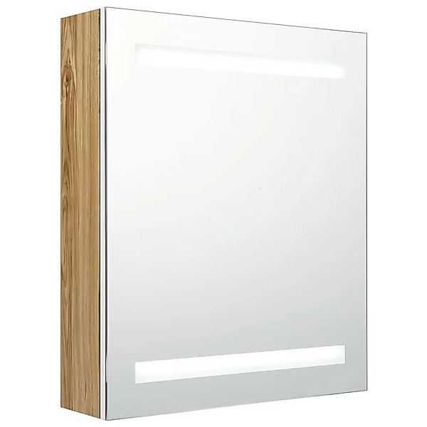 vidaXL LED-Bad-Spiegelschrank Weiß und Eichen-Optik 50x14x60 cm 326485 günstig online kaufen