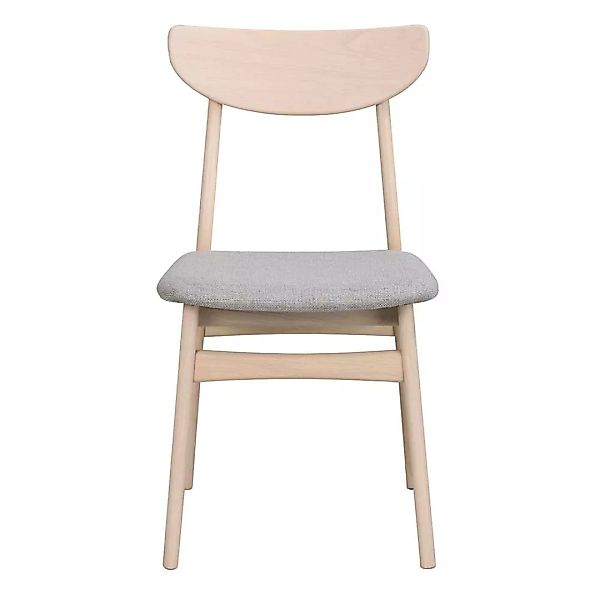 Skandi Stühle in Hellgrau Stoff Holz White Wash (2er Set) günstig online kaufen
