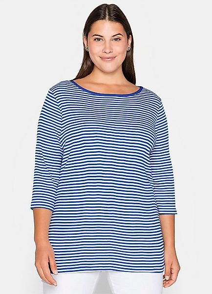 Sheego T-Shirt Ringelshirt . aus Rippware mit garngefärbten Ringeln günstig online kaufen