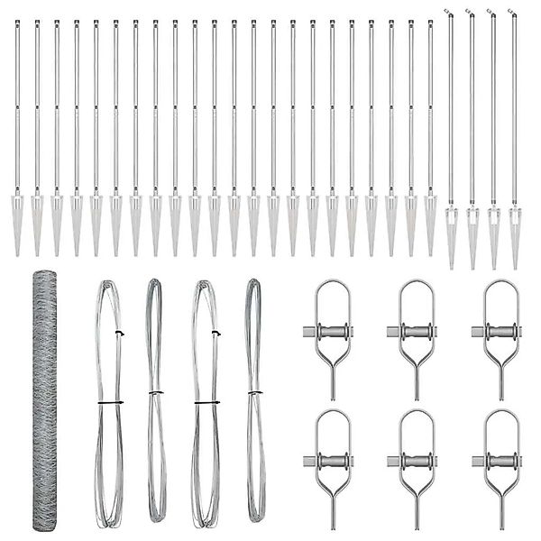 vidaXL Zaunpfosten Silber 50 x 1,6 m 36 mm Gitter Stahl 3353430 günstig online kaufen