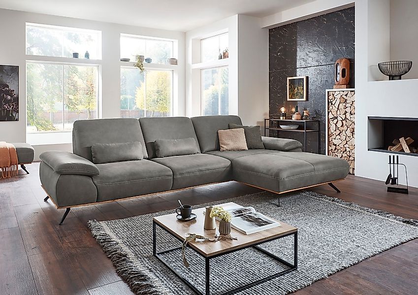 Die PlanBar Ecksofa »PN-EM18063 L-Form«, wahlweise mit echt bezogenem Rücke günstig online kaufen