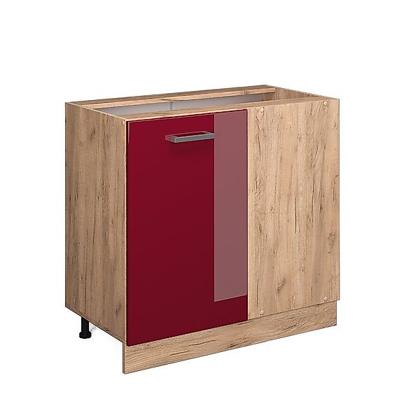Vicco Eckunterschrank R-Line, Rot Hochglanz/Goldkraft Eiche, günstig online kaufen