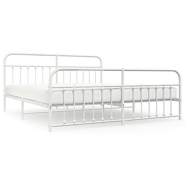 vidaXL Bettgestell, Bettrahmen mit Kopf- und Fußteil Metall Weiß 193x203 cm günstig online kaufen