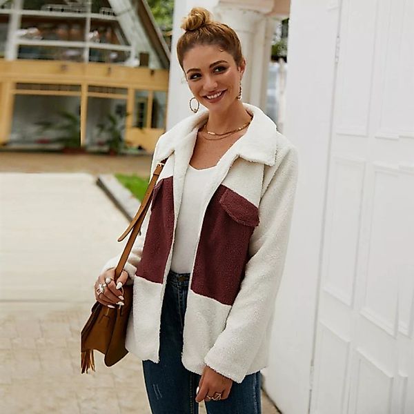 RUZU UG Fleecejacke Damen Wintermantel Winterjacke Jacke mit Reißverschluss günstig online kaufen