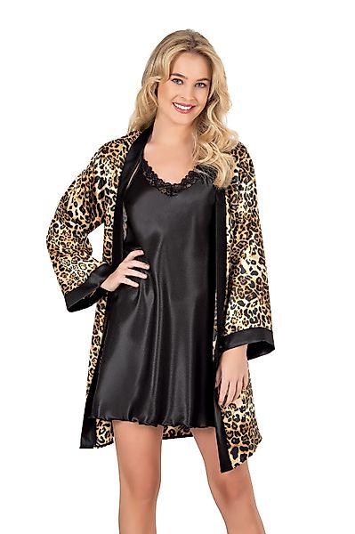 Nachthemd Satin-Nachthemd mit Leopar Muster Verführerisches günstig online kaufen
