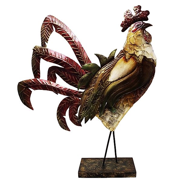 MystiCalls Dekofigur Metallfigur Hahn mit Perlmutt günstig online kaufen