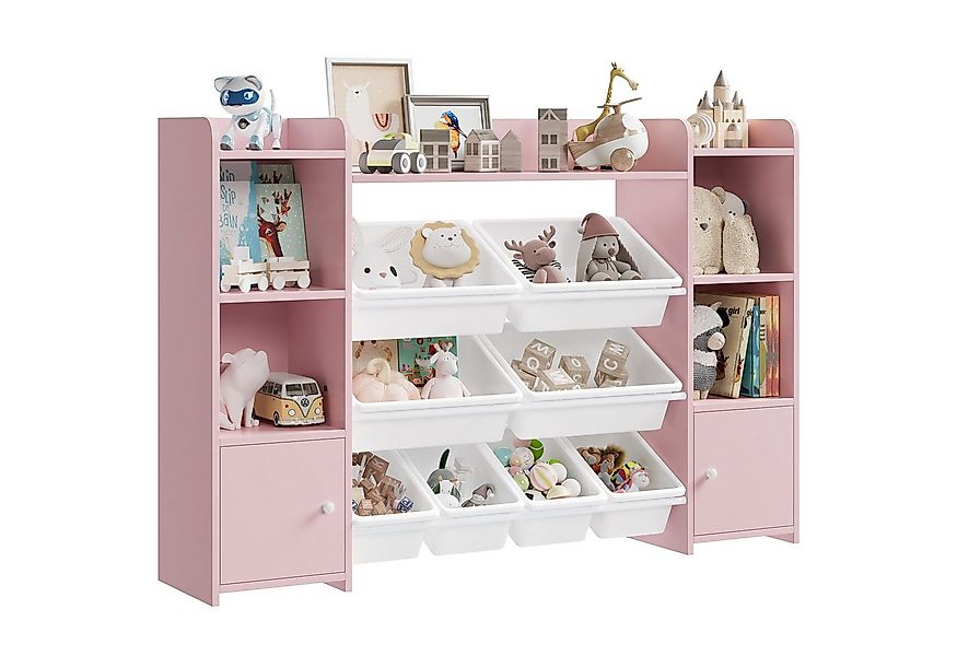 Homfa Spielzeugtruhe, Kinderregal Bücherregal Spiegelregal mit 8 Boxen weiß günstig online kaufen