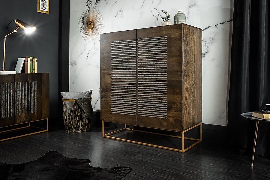riess-ambiente Highboard ONYX 120cm dunkelbraun / gold (Einzelartikel, 1 St günstig online kaufen