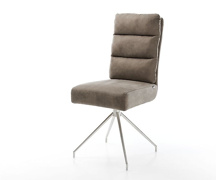 Esszimmerstuhl Pela-Flex Mikrofaser Taupe Vintage Kreuzgestell konisch Edel günstig online kaufen
