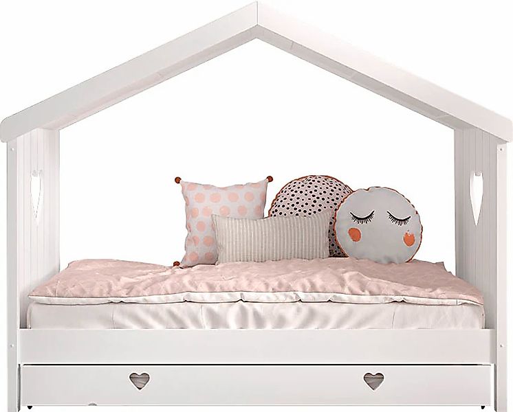 Vipack Hausbett "Amori, inkl. Dach, Rückseitig offen, mit Rolllattenrost", günstig online kaufen