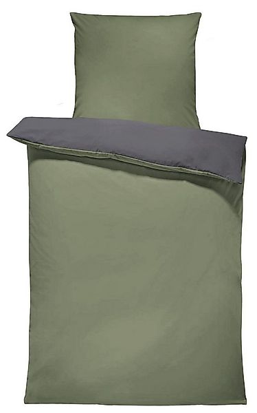 One Home Wendebettwäsche Doubleface, Mikrofaser, 4 teilig, khaki grün / ant günstig online kaufen