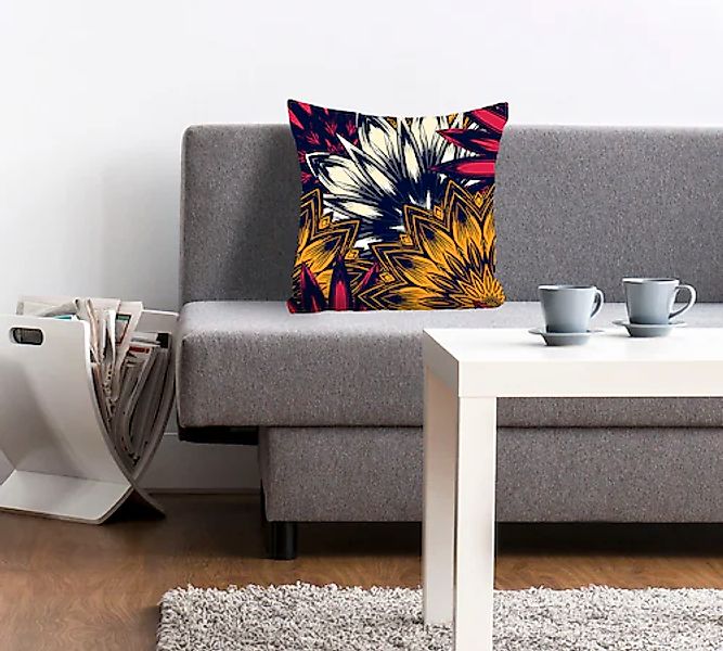 queence Dekokissen »Gaby«, Kissenhülle,Bunte Blümchen,Dunkel,Florales Muste günstig online kaufen