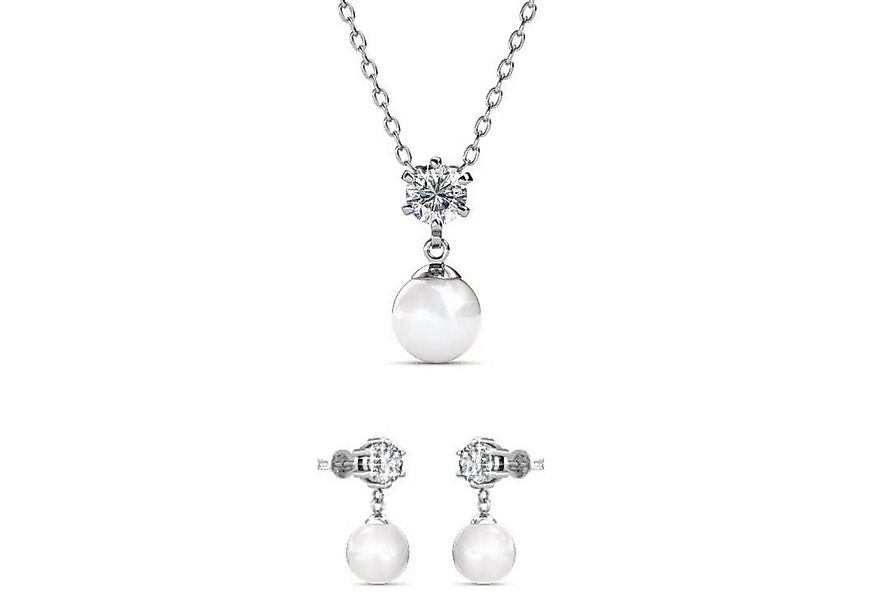 Ella Eisvogel Schmuckset Süßwasser - Perlenset Silber Halskette & Ohrringe günstig online kaufen