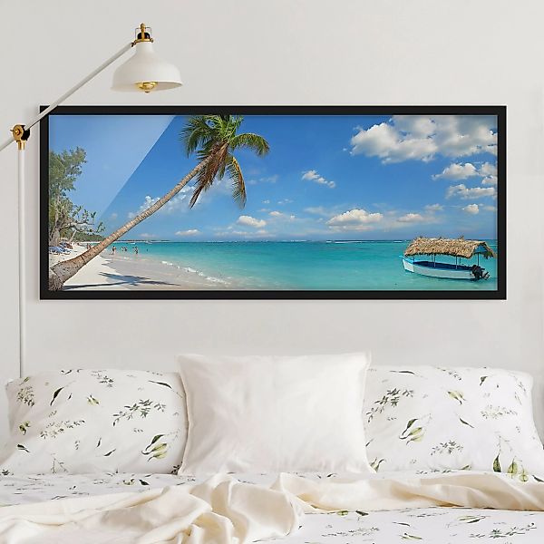 Bild mit Rahmen - Panorama Tropischer Strand günstig online kaufen