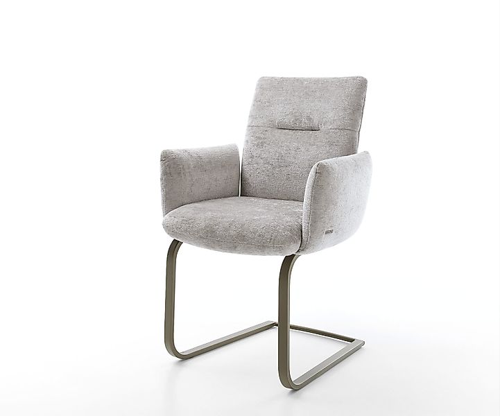 Freischwinger Jova-Flex mit Armlehnen Chenille Silbergrau Freischwinger fla günstig online kaufen