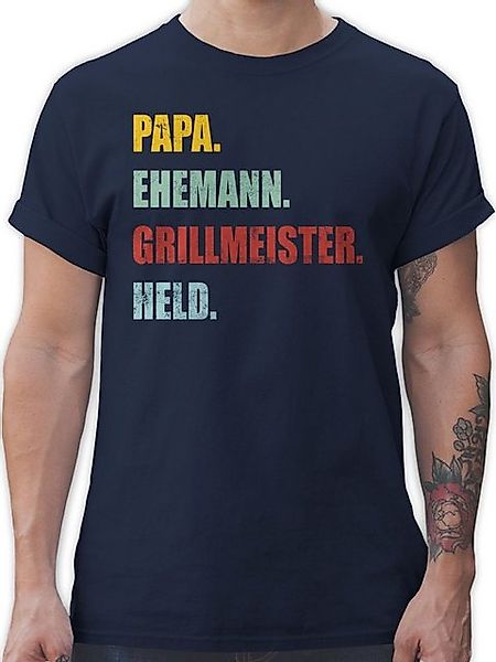 Shirtracer T-Shirt Papa Ehemann Grillmeister Held Retro Vintage Effekt Vate günstig online kaufen