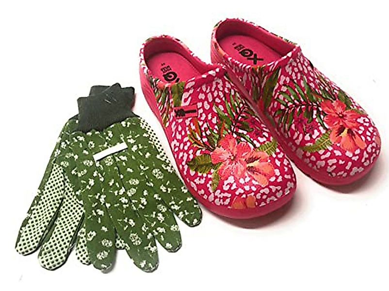 Steinnacher Bärbel Damen Gartenclog Fuchsia mit Gartenhandschuhen Clog günstig online kaufen