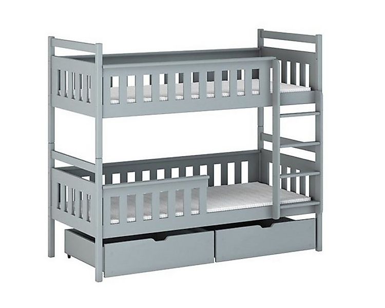 Deine Möbel 24 Etagenbett Hochbett TIM für 2 Kinder 90x200 Weiß / GRAU aus günstig online kaufen