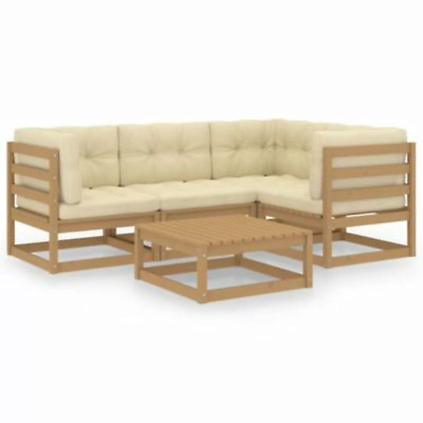 vidaXL 5-tlg. Garten-Lounge-Set mit Kissen Kiefer Massivholz Gartenmöbel-Se günstig online kaufen