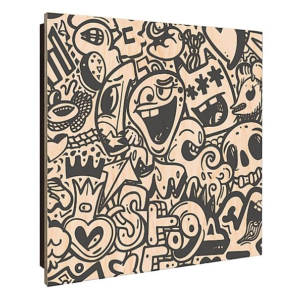 Banjado Großer Schlüsselkasten Holz 30x30cm Schwarz Scharnier Links 50 Hake günstig online kaufen