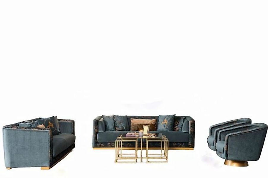 JVmoebel Sofa Luxus Wohnzimmer Möbel Sofagarnitur Set Couch Garnitur Textil günstig online kaufen