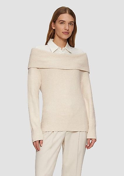 s.Oliver Longpullover Strickpullover Off-Shoulder Strickpullover mit Rippbü günstig online kaufen
