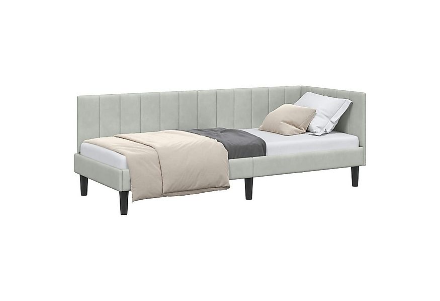 vidaXL Bett Eckbettgestell mit Kopfteil Hellgrau 80 cm x 200 cm Samt (1-tlg günstig online kaufen