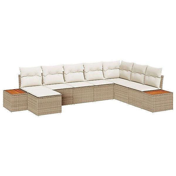 vidaXL Loungesofa 8-teiliges Garten Sofa Set mit Kissen Beige Poly Rattan, günstig online kaufen