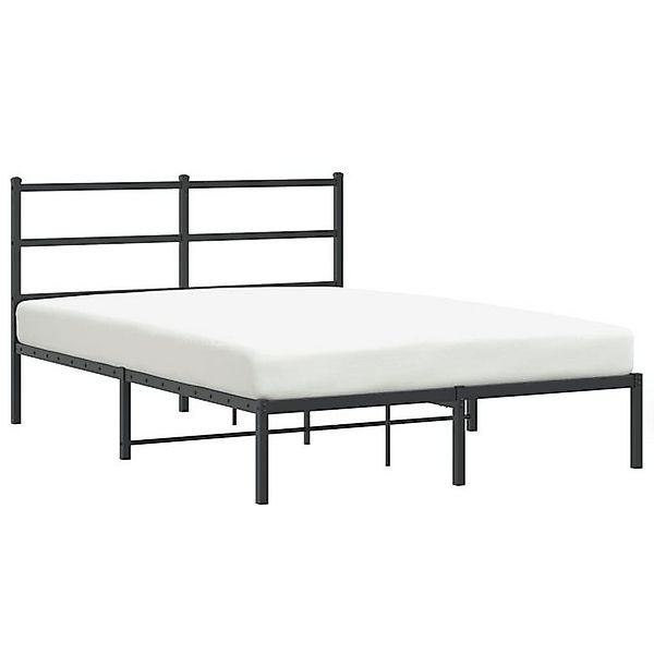 vidaXL Bettgestell, Bettrahmen mit Kopfteil Metall Schwarz 135x190 cm günstig online kaufen