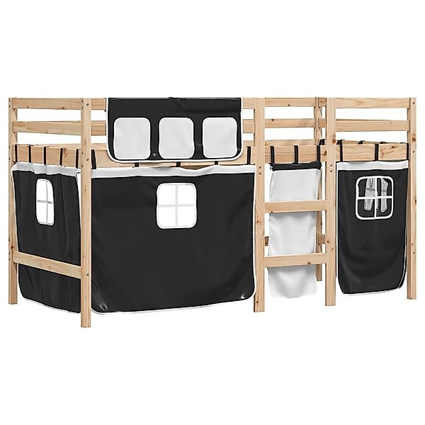 vidaXL Bett Kinderhochbett mit Vorhängen Weiß günstig online kaufen