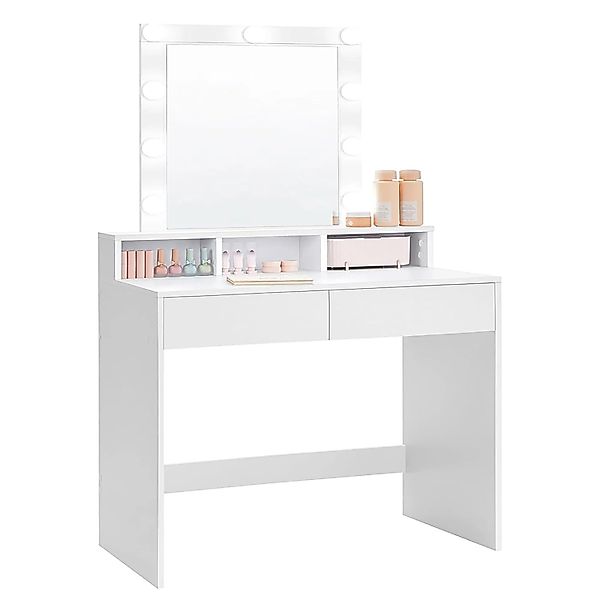 Songmics Schminktisch Kailyn mit Beleuchtung und Spiegel Weiß günstig online kaufen