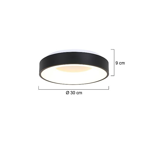 LED-Deckenlampe Ringlede, 2.700 K, Ø 30 cm, schwarz, Metall günstig online kaufen