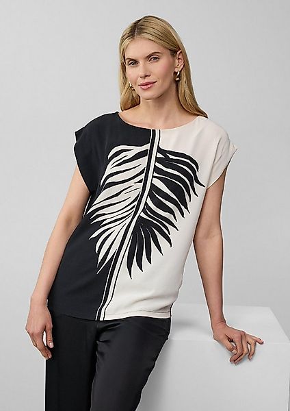 s.Oliver Kurzarmshirt T-Shirt Ärmelloses Blusenshirt mit Kontrastmotiv günstig online kaufen